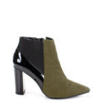 CORA - Zielona (khaki) krótkie botki na słupku