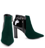 CORA - Ciemno zielone krótkie botki na słupku - obrazek 3