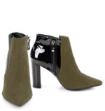 CORA - Zielona (khaki) krótkie botki na słupku - obrazek 3