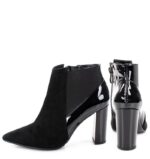 CORA - Czarne krótkie botki na słupku - obrazek 4