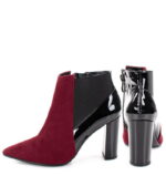 CORA - Bordowe krótkie botki na słupku - obrazek 4