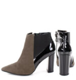 CORA - Ciemno beżowe krótkie botki na słupku - obrazek 4