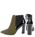 CORA - Zielona (khaki) krótkie botki na słupku - obrazek 4