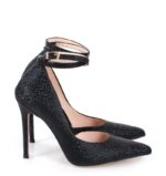 DENISE - Czarne szpilki z paskiem błyszczące - obrazek 7