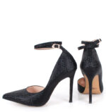 DENISE - Czarne szpilki z paskiem błyszczące - obrazek 4