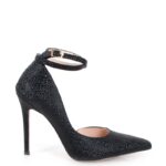DENISE - Czarne szpilki z paskiem błyszczące