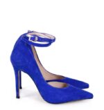 DENISE - Niebieskie zamszowe szpilki z paskiem - obrazek 2