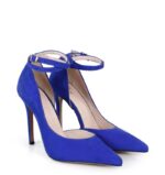 DENISE - Niebieskie zamszowe szpilki z paskiem - obrazek 3