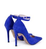 DENISE - Niebieskie zamszowe szpilki z paskiem - obrazek 4