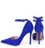 DENISE - Niebieskie zamszowe szpilki z paskiem - obrazek 6