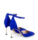 DOREEN - Niebieskie zamszowe szpilki z paskiem - obrazek 3