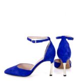 DOREEN - Niebieskie zamszowe szpilki z paskiem - obrazek 5