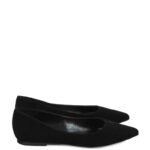EMILY - Czarne baleriny z zamszowej skóry nosek w szpic