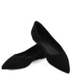 EMILY - Czarne baleriny z zamszowej skóry nosek w szpic - obrazek 4