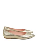 EMILY - Złote baleriny z licowej skóry nosek w szpic