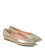 EMILY - Złote baleriny z licowej skóry nosek w szpic - obrazek 2