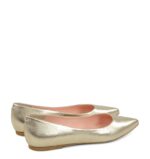 EMILY - Złote baleriny z licowej skóry nosek w szpic - obrazek 3