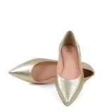 EMILY - Złote baleriny z licowej skóry nosek w szpic - obrazek 4