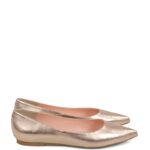 EMILY - Złoto różowe baleriny ze skóry nosek w szpic