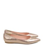 EMILY - Złoto różowe baleriny ze skóry nosek w szpic
