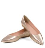EMILY - Złoto różowe baleriny ze skóry nosek w szpic - obrazek 5