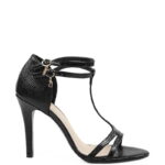 ERIN - Czarne sandałki na szpilce t-strap