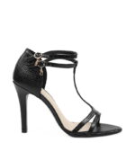 ERIN - Czarne sandałki na szpilce t-strap