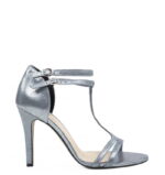 ERIN - Srebrne sandałki na szpilce (t-strap)