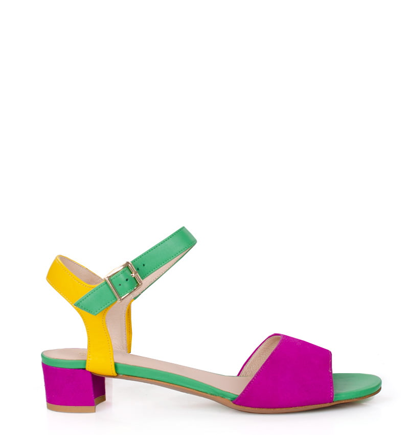 estera.jpg ESTERA - sandałki na niskim obcasie, wielokolorowe - obrazek 1