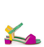 ESTERA - sandałki na niskim obcasie, wielokolorowe - obrazek 2