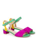 ESTERA - sandałki na niskim obcasie, wielokolorowe - obrazek 3