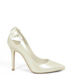 EVIE - Perłowe szpilki w odcieniu ecru z kokardą