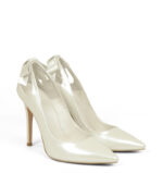 EVIE - Perłowe szpilki w odcieniu ecru z kokardą - obrazek 2