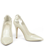 EVIE - Perłowe szpilki w odcieniu ecru z kokardą - obrazek 5