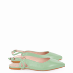FIONA - Zielone miętowe baleriny z odkrytą piętą
