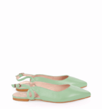 FIONA - Zielone miętowe baleriny z odkrytą piętą