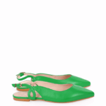 FIONA - zielone baleriny z odkrytą piętą