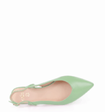 FIONA - Zielone miętowe baleriny z odkrytą piętą - obrazek 2