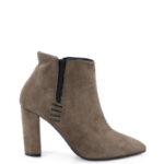 FRANCES - ciemno beżowe botki na słupku