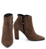 FRANCES - ciemno brązowe botki na słupku - obrazek 3