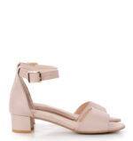 GINA - sandałki na niskim obcasie, pudrowy róż