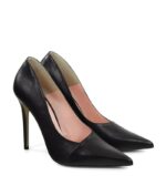 HAILEY - Wysokie czarne szpilki  z licowej skóry - obrazek 2