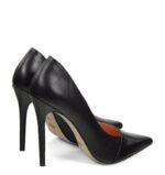 HAILEY - Wysokie czarne szpilki  z licowej skóry - obrazek 3