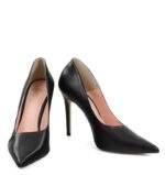 HAILEY - Wysokie czarne szpilki  z licowej skóry - obrazek 5