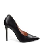 HAILEY - Wysokie czarne szpilki  z licowej skóry