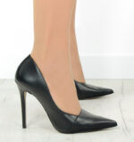 HAILEY - Wysokie czarne szpilki  z licowej skóry - obrazek 7