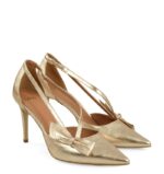 IDA - Złote szpilki z paseczkami i kokardką - obrazek 2