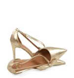 IDA - Złote szpilki z paseczkami i kokardką - obrazek 4