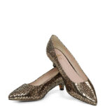 JESSICA - Szpilka złote niski obcas, mozaika czarna - obrazek 4