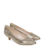 JESSICA - Szpilki złote niski obcas mozaika biała - obrazek 2